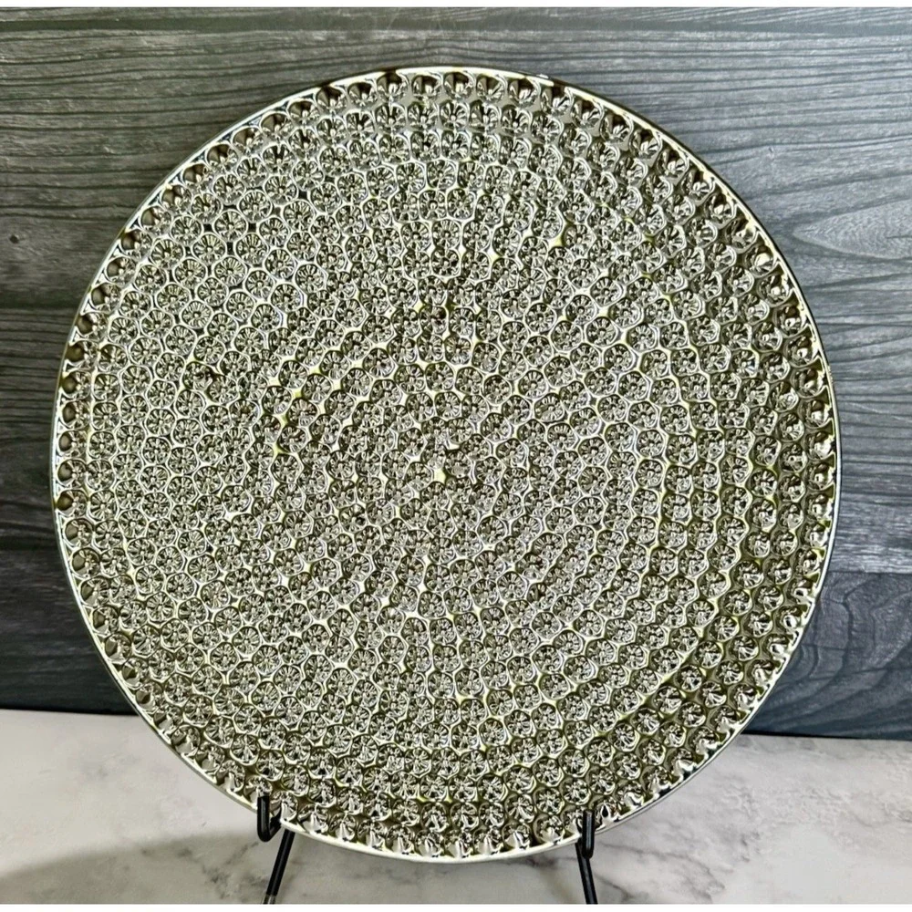 2 Benzara Silver Hammered Ceramic Decorative Plate 12